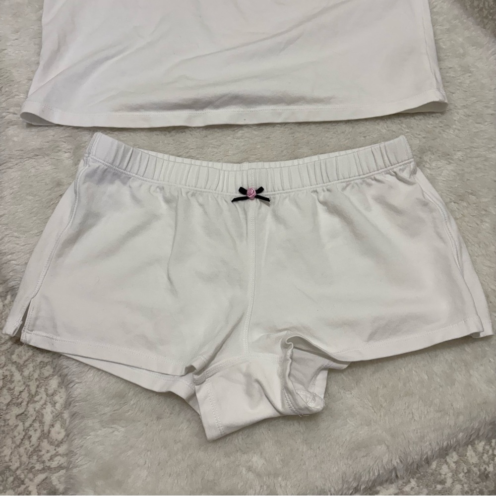 FREE PEOPLE INTIMATELY white top and baby doll shorts pajama loungewear set - Picture 3 of 10